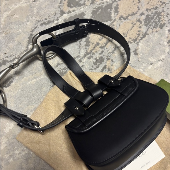 New Authentic Gucci Bambo Horsebit Logo Waist Bag Belt size 80 Number 681137 - Picture 6 of 9